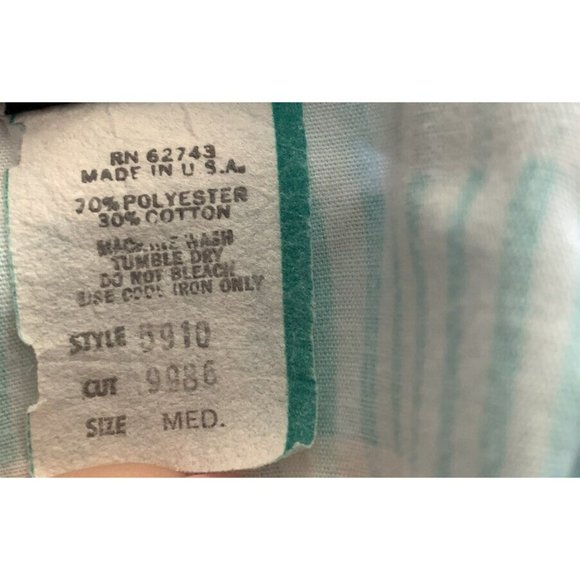 Vintage top 70s 80s Blouse Shirt Button Pastel Blue Brown Bat Wing Plaid CERSE - Picture 9 of 10